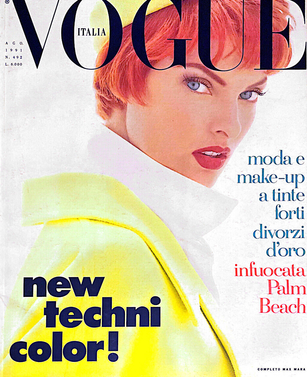 VOGUE Italia Magazine 1991 SHANA ZADRICK Claudia Schiffer