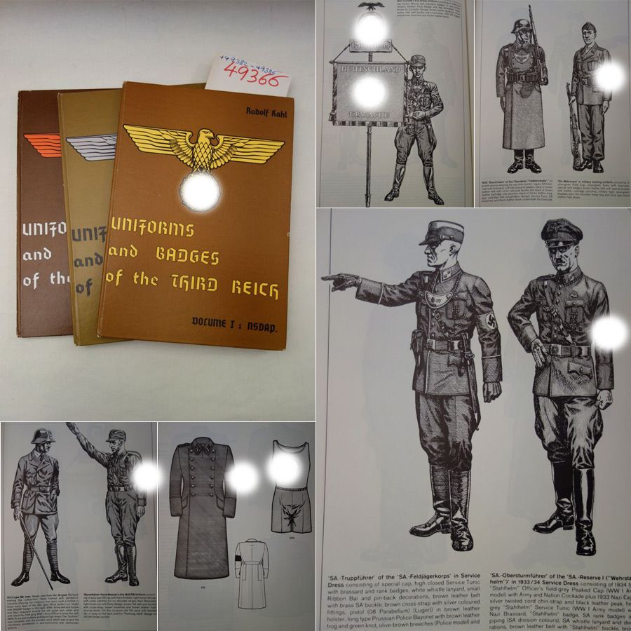 Uniforms and Badges of the Third Reich. Volume 1-3 in three books. Band 1: NSDAP / Band 2: SA, NSKK, SS / Band 3: HJ, NSFK, RAD * 3 Bände ( v o l l s t Uniforms and Badges of the Third Reich. Volume 1-3 in three books. Band 1: NSDAP / Band 2: SA, NSKK, SS / Band 3: HJ, NSFK, RAD * 3 Bände ( v o l l s t