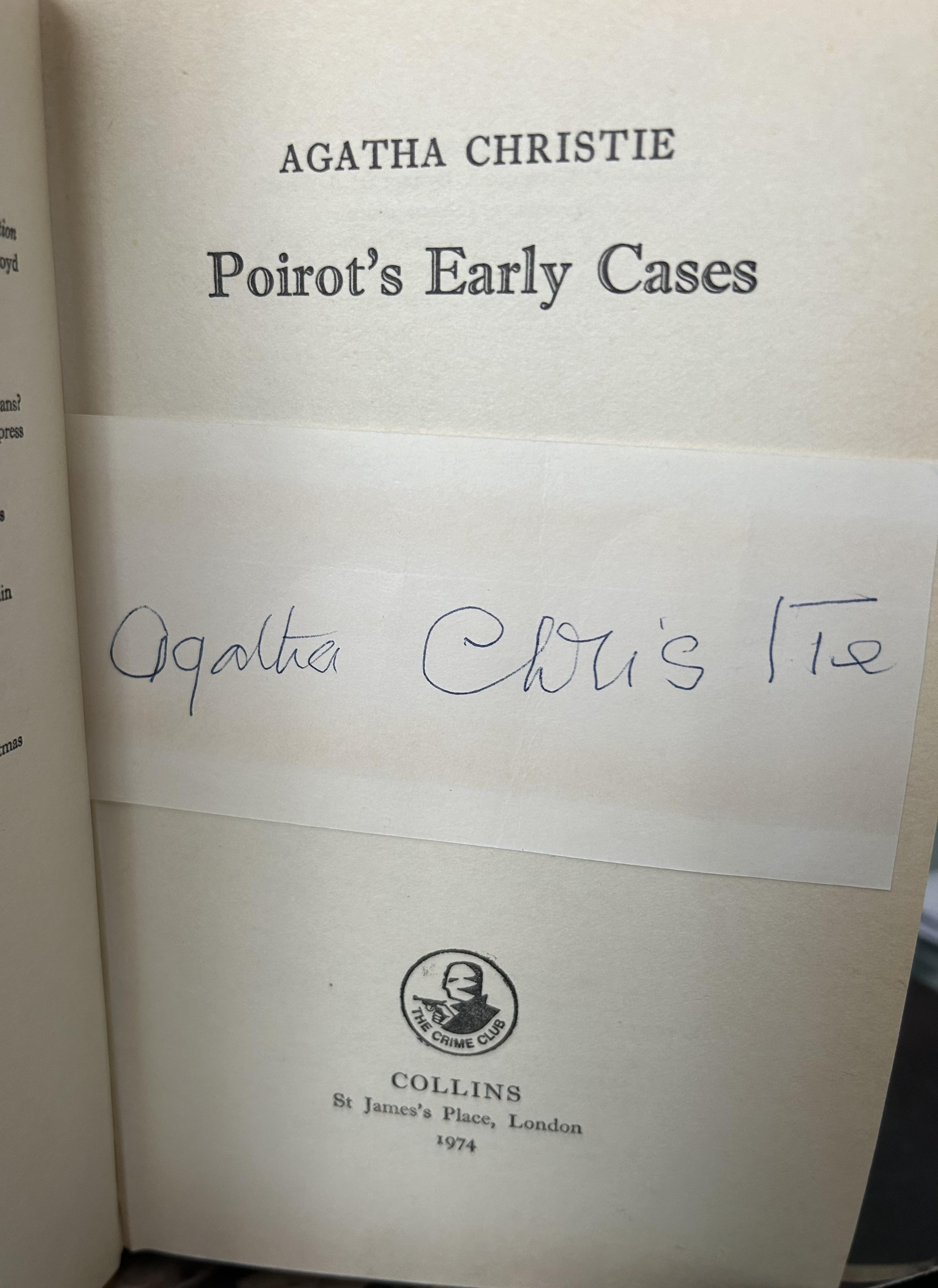 POIROT'S EARLY CASES. SIGNED BY AGATHA CHRISTIE ONTO A LAID IN PAGE. by