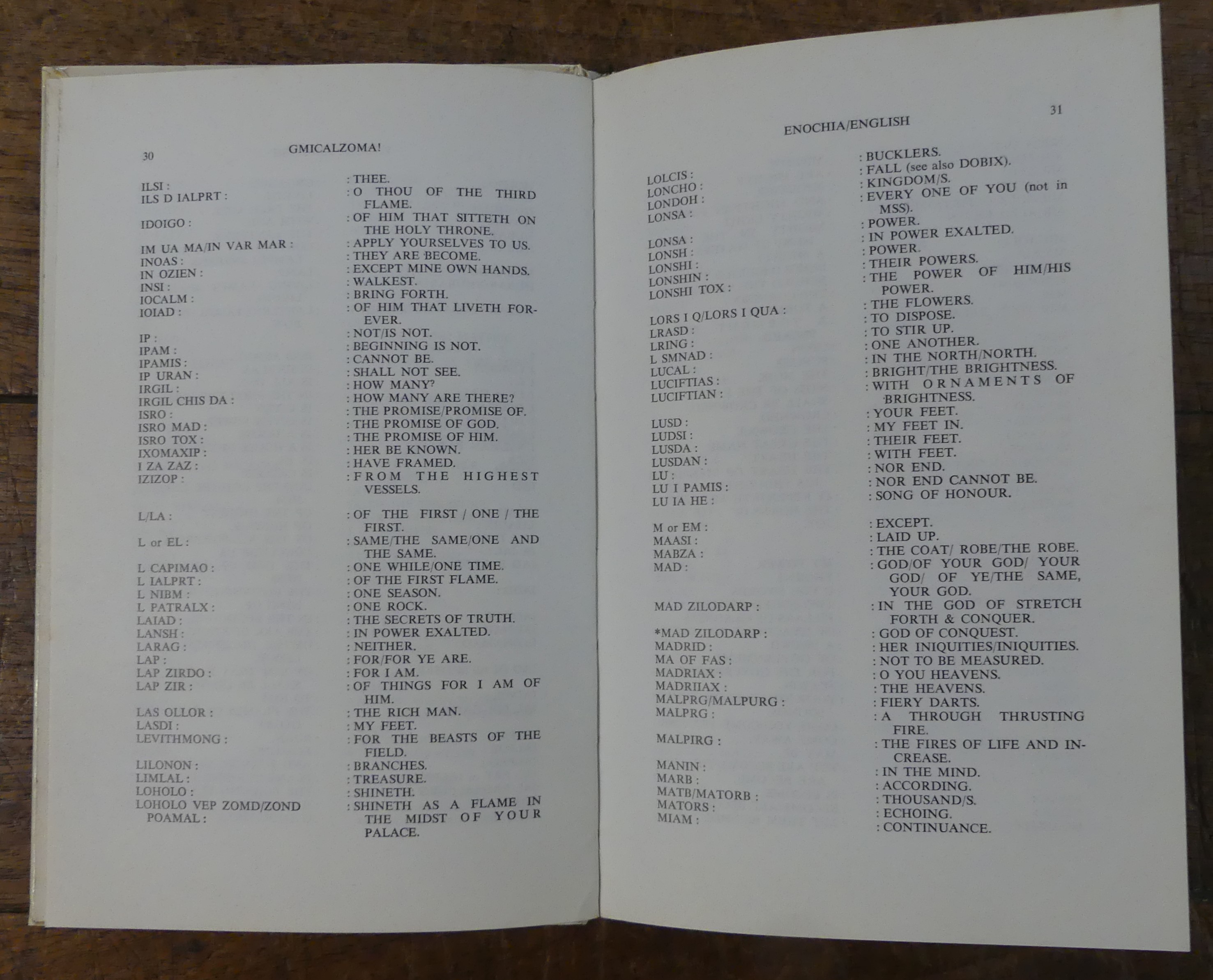 Gmicalzoma! An Enochian Dictionary by Vinci, Leo (Madeline