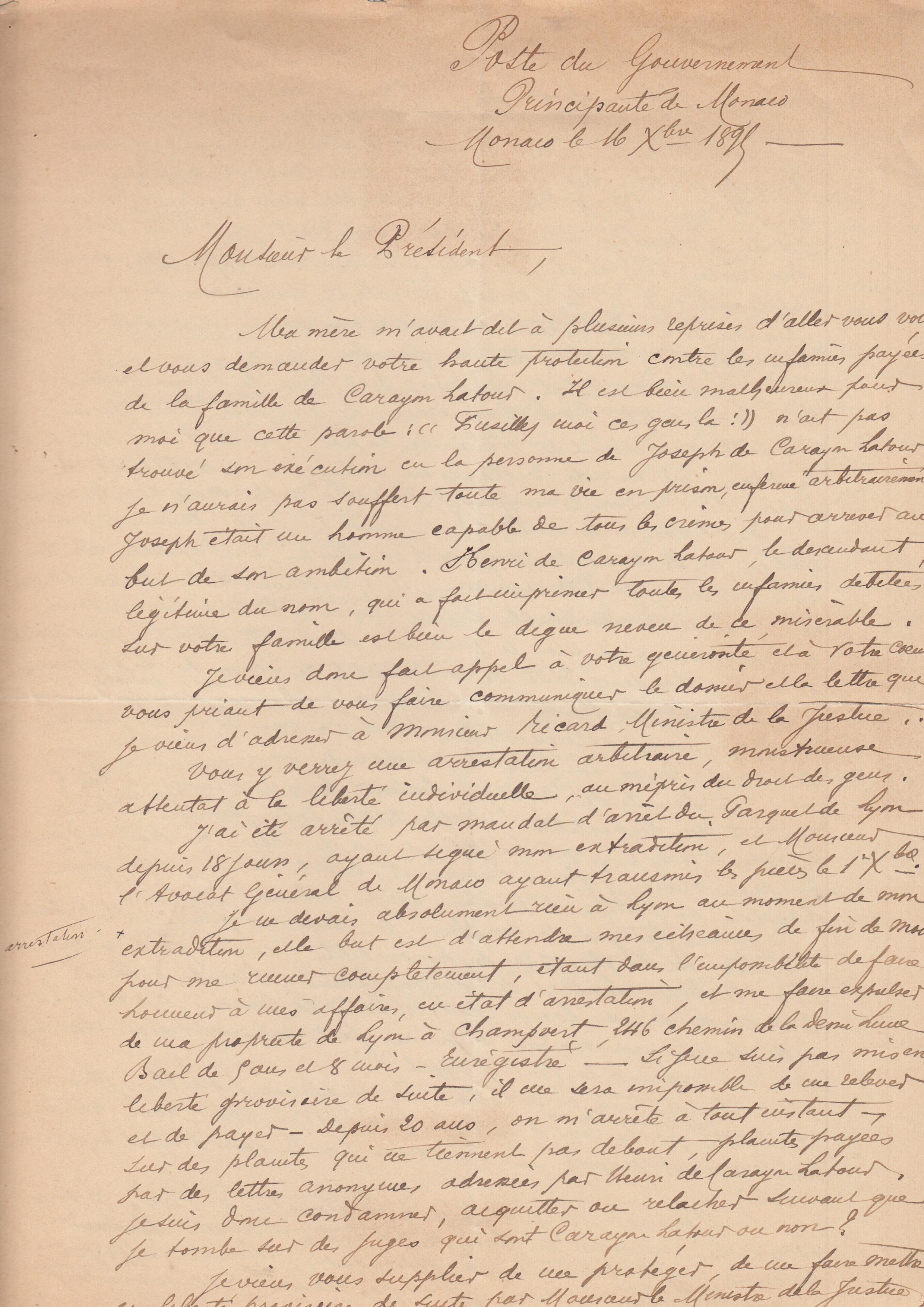 Lettre Autographe D…