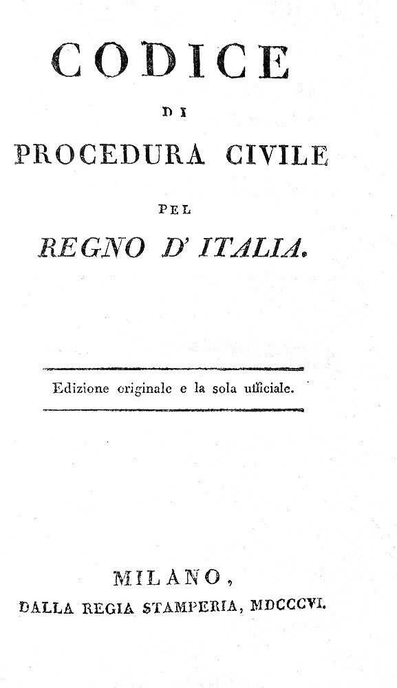 Abebooks Codice di procedura civile pel Regno d'Italia. Edizione originale e la sola ufficiale. Milano dalla Regia Stamperia 1806