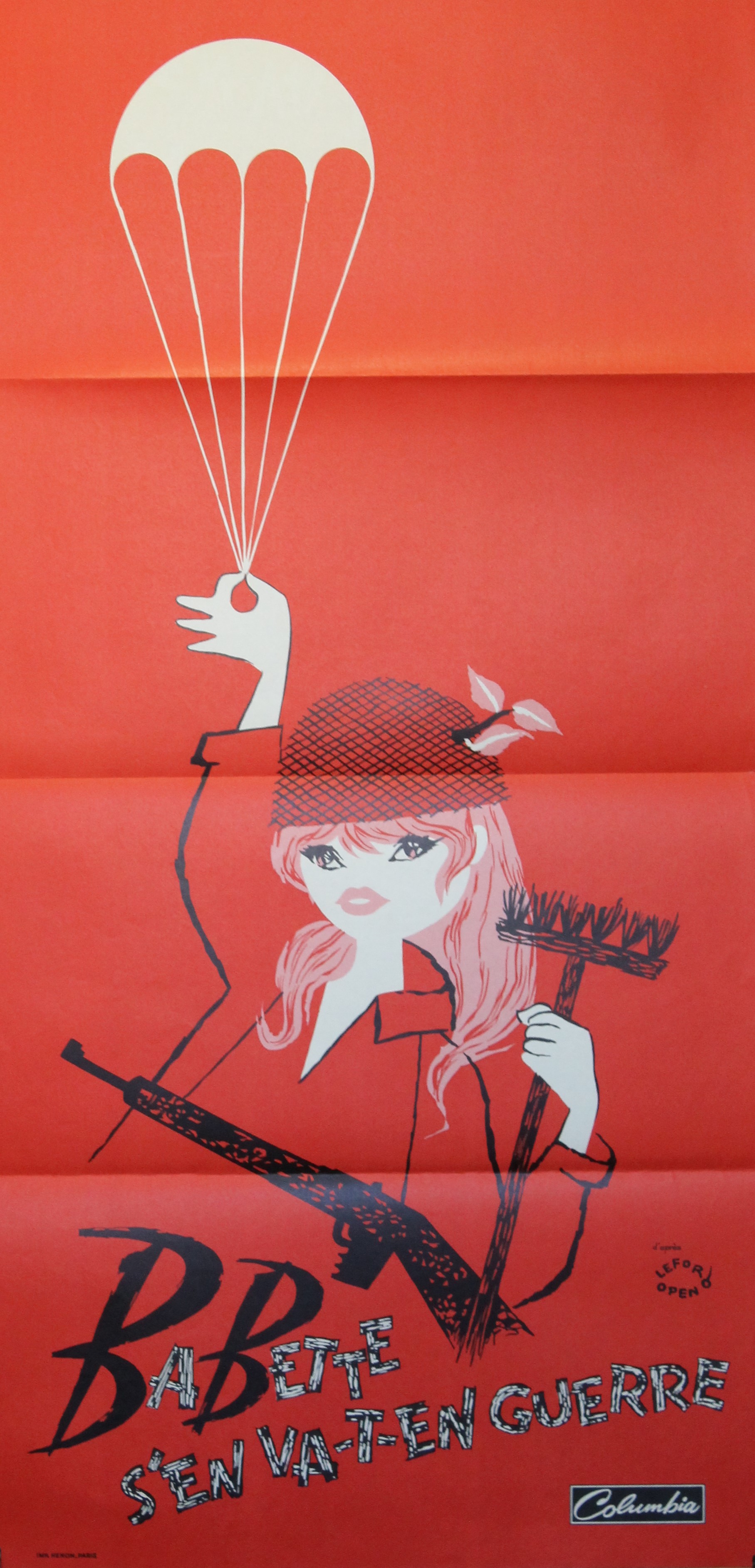 "BABETTE S'EN VA T-EN-GUERRE" Réalisé par CHRISTIAN- JAQUE en 1959 avec Brigitte BARDOT / Affiche française originale / Litho par LEFOR OPENO / Imp.