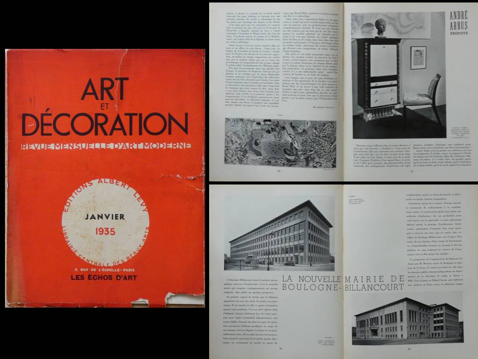 ART ET DECORATION JANVIER 1935 ANDRE ARBUS, ATHELIA, JACQUES LENOBLE, BOULOGNE BILLANCOURT [Assez bon] [Couverture souple]