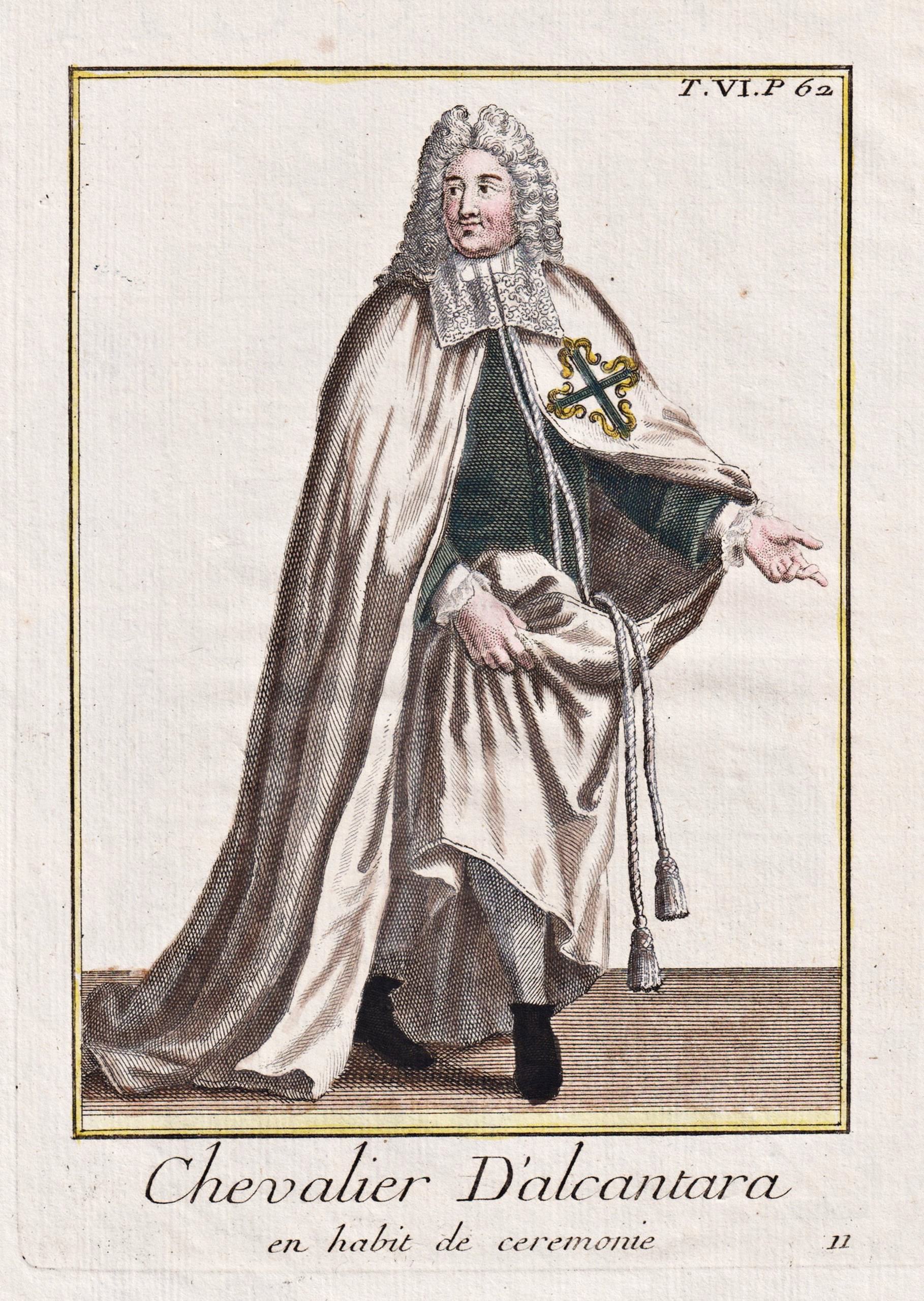 Chevalier d Alcantara en habit de ceremonie Orden de Alcantara chevalier Ritter knight Ordenstracht order habit costume Tracht costumes Trachten 1790 Kunst Grafik Poster Antiquariat Steffen Volkel Gmb...
