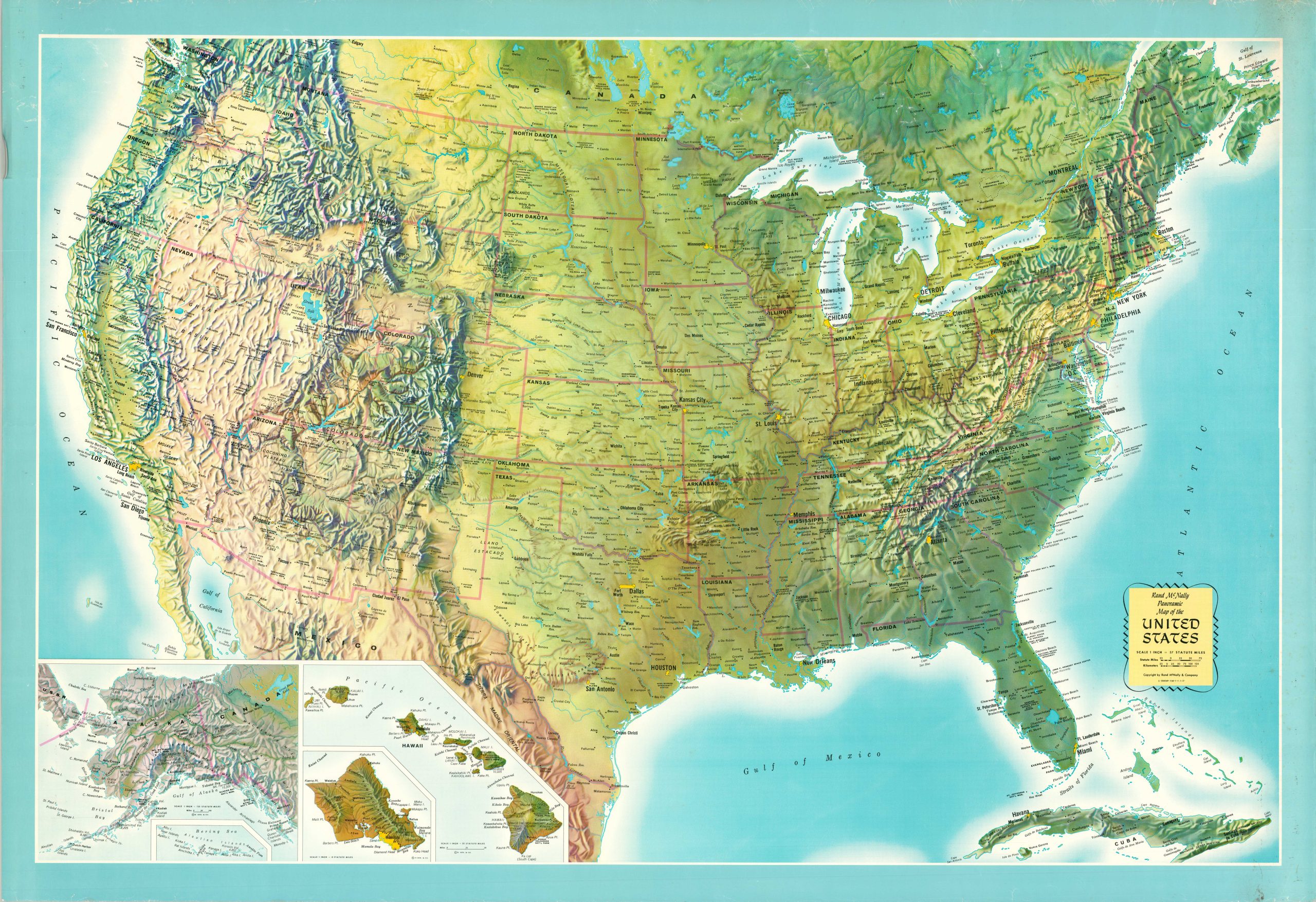 Rand McNally Panoramic Map of the United States A visually impressive map of the United States