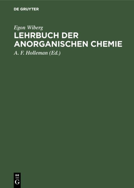 Lehrbuch Der Anorganischen Chemie -Language: german - Wiberg, Egon; Holleman, Arnold Frederik (EDT)