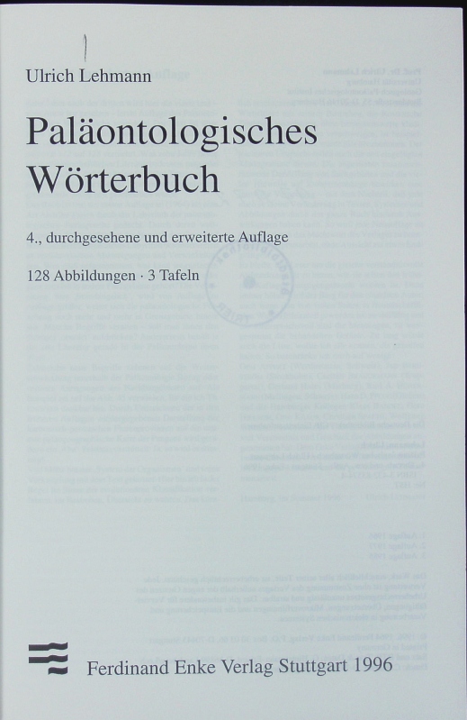 Paläontologisches Wörterbuch. - Lehmann, Ulrich