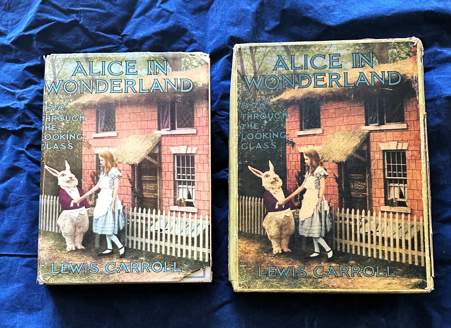 ALICE'S ADVENTURES IN WONDERLAND. THROUGH THE LOOKING GLASS. (1915 First Deluxe Photoplay Edition in original dust jacket with original gift box)