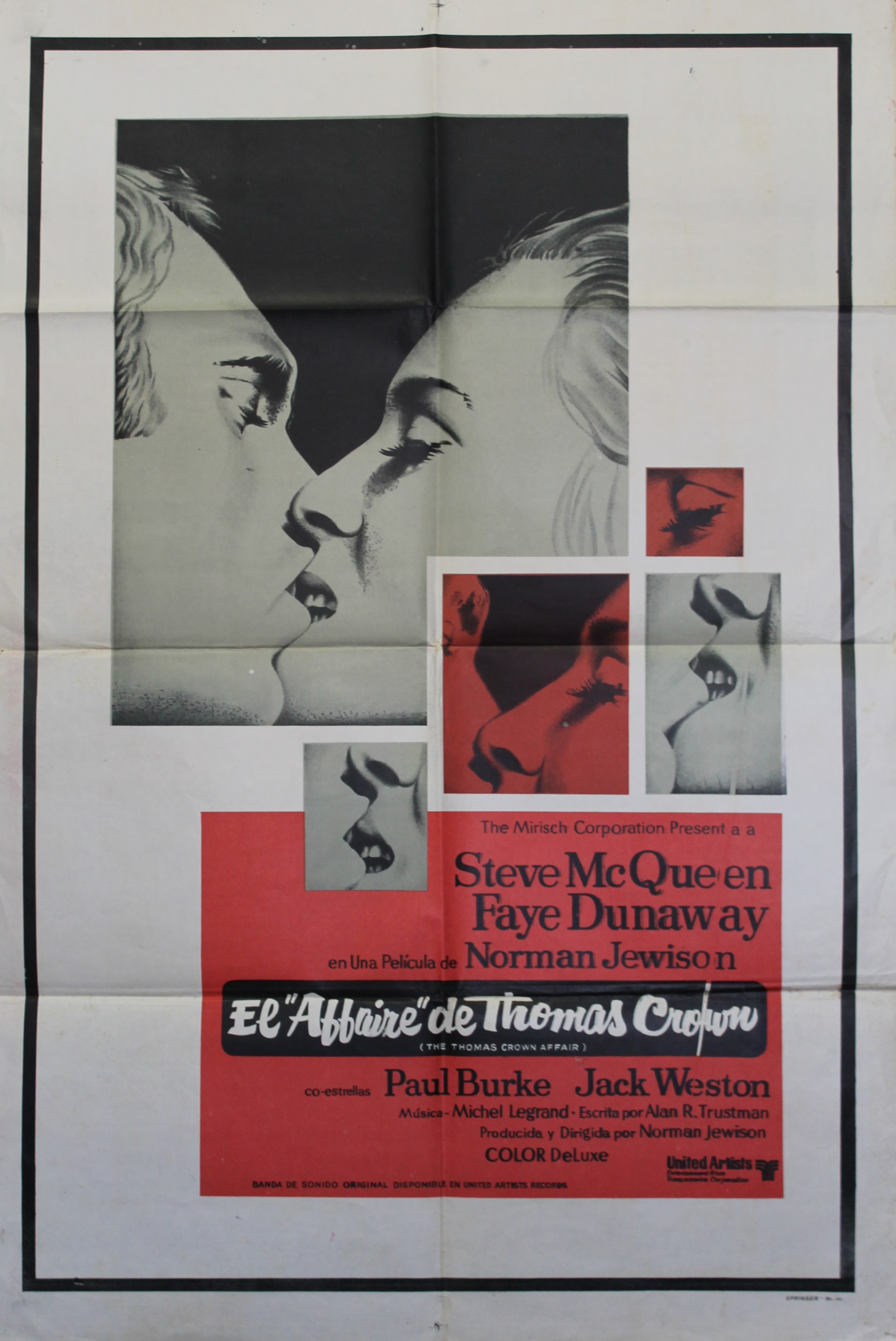 "L'AFFAIRE THOMAS CROWN (THE THOMAS CROWN AFFAIR)" Réalisé par Norman JEWISON en 1968 avec Steve McQUEEN, Faye DUNAWAY / Affiche argentine originale