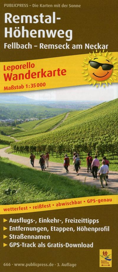 Wanderkarte Remstal-Höhenweg 1 : 35 000 : Mit Ausflugszielen, Einkehr- & Freizeittipps, GPS-genau