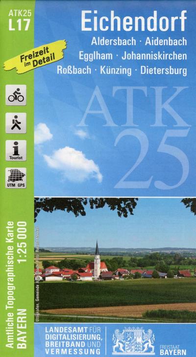 Amtliche Topographische Karte Eichendorf : Aldersbach, Aidenbach, Egglham, Johanniskirchen, Roßbach, Künzing, Dietersburg