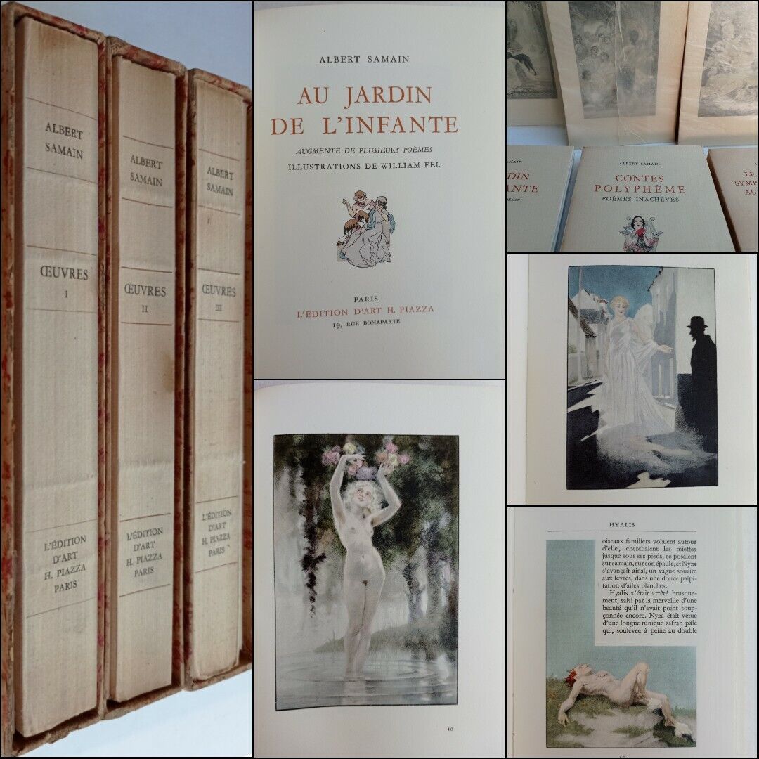 Oeuvres. Au jardin de l'infante. Le chariot d'or. Symphonie héroïque. Aux flancs du vase. Contes polyphèmes. Poèmes inachevés. Albert SAMAIN [Bon] [C