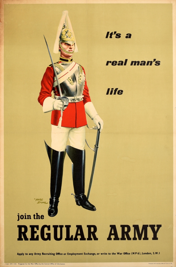 Original Vintage Poster Life Guards Recruitment Regular Army Real Mans Life [ ]