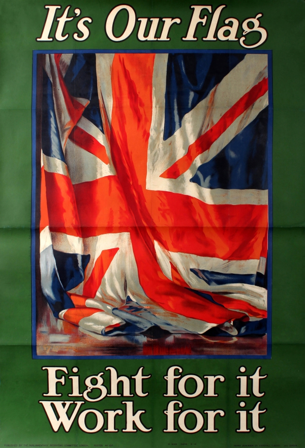Original Vintage Poster Our Flag WWI UK Union Jack Recruitment 