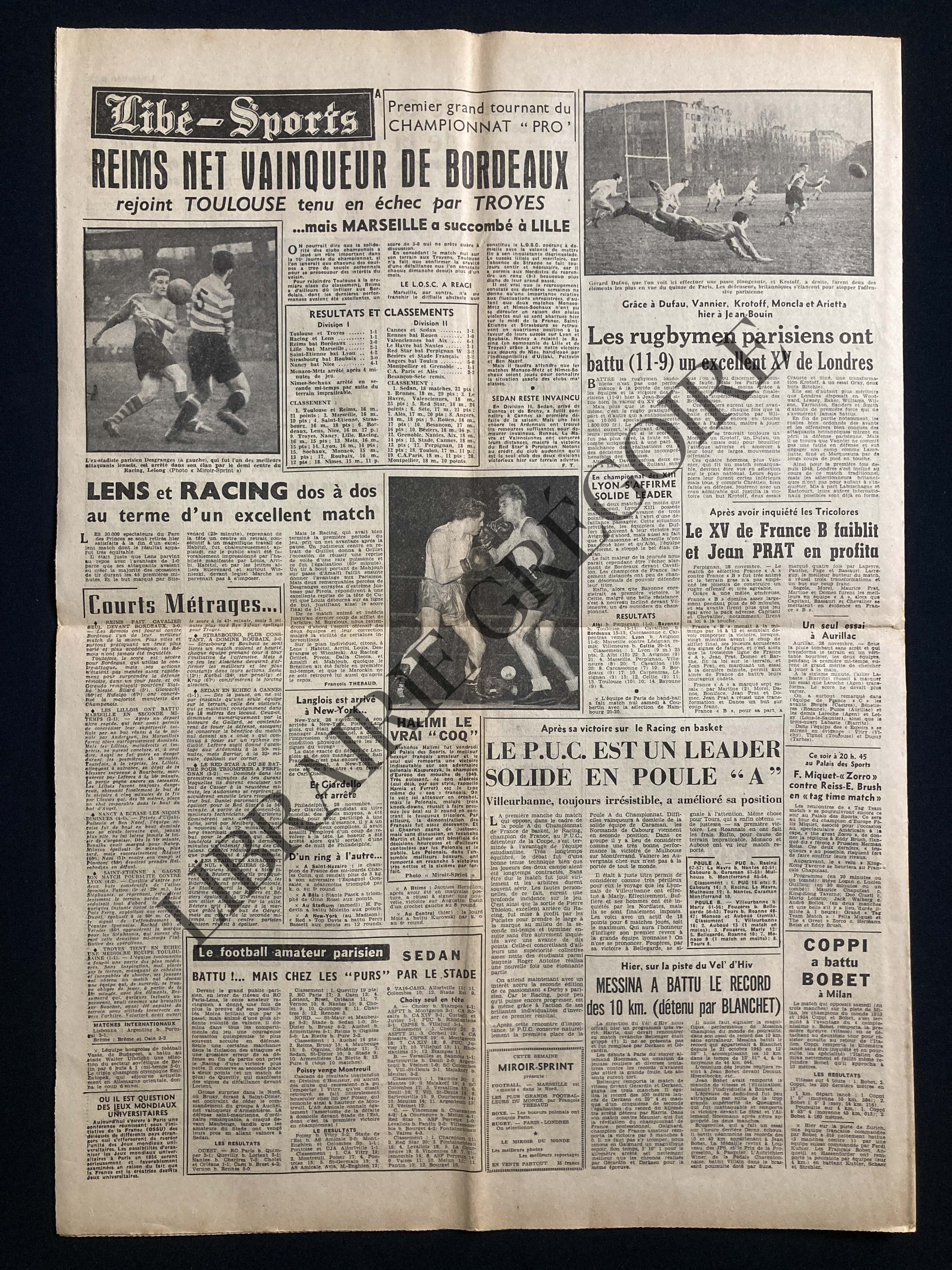 LIBERATION-N°3181-LUNDI 29 NOVEMBRE 1954 [Très bon] [Couverture souple]