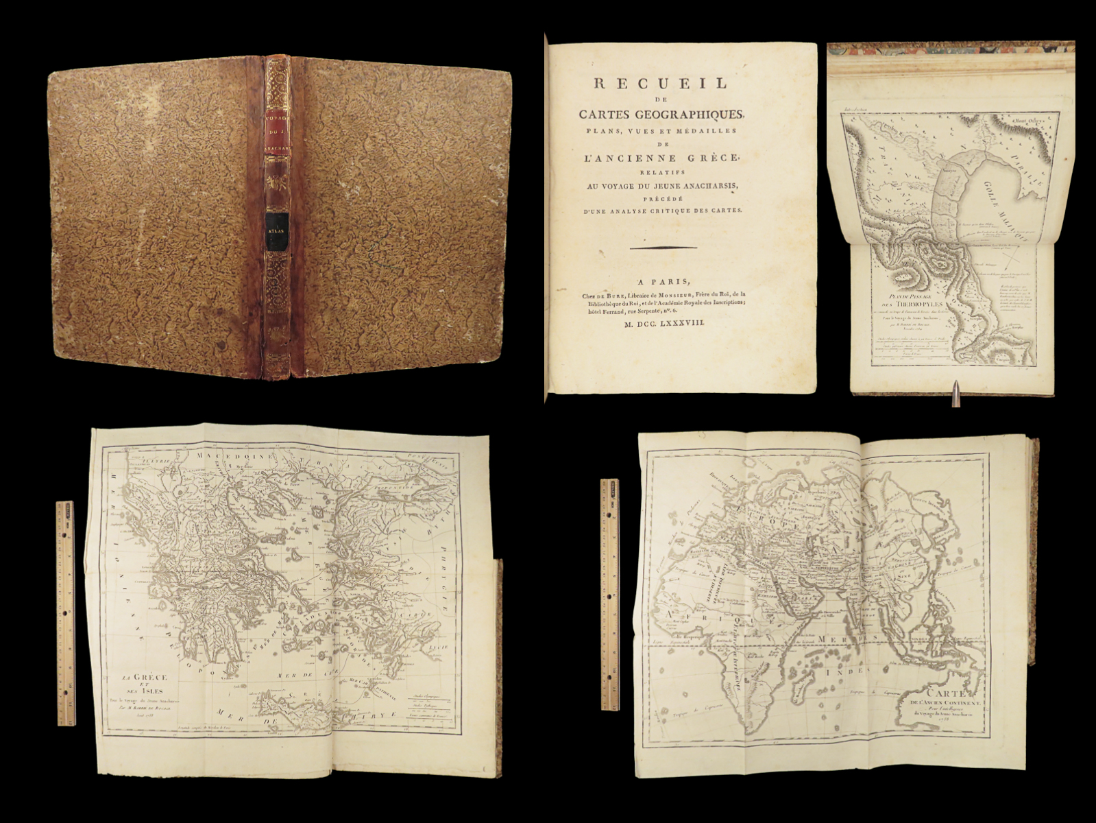 Recueil de cartes geographiques, plans, vues et medailles de l'ancienne Grece, relatifs au voyage du jeune Anacharsis, precede d'une analyse critique