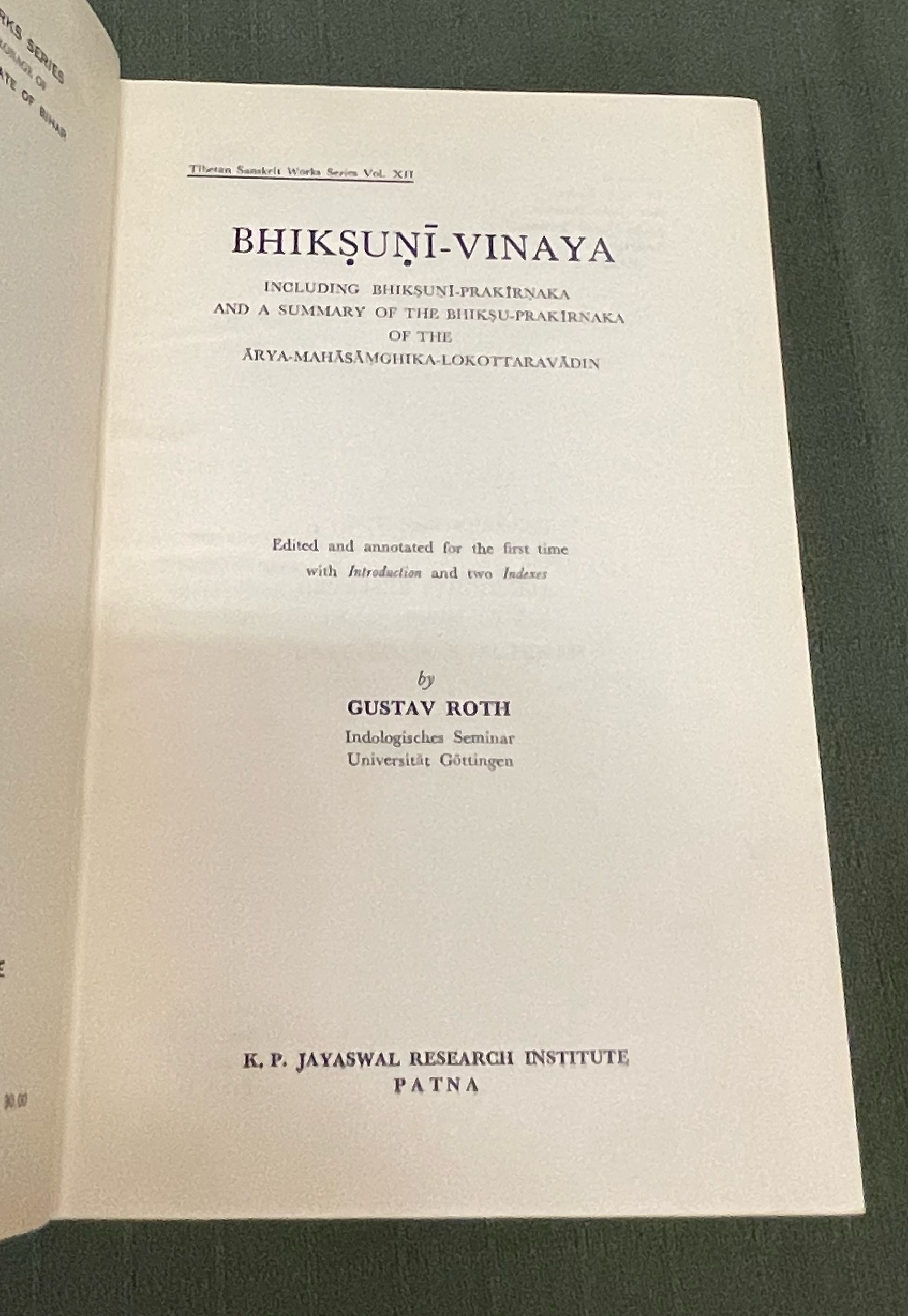 Gustav Roth BHIKSUNI-VINAYA - Manual of Discipline for Buddhist Nuns - Tibetan ...