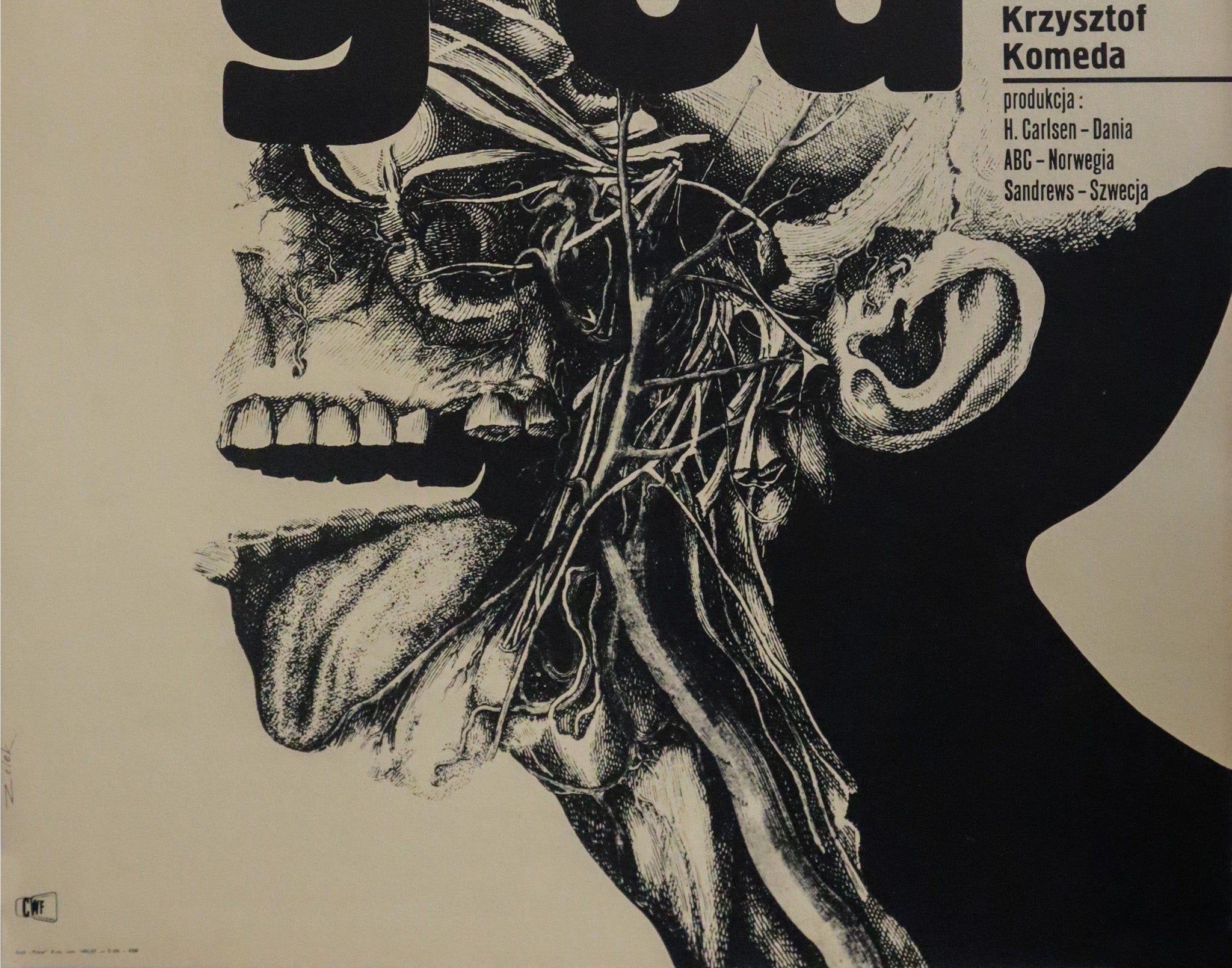 1966 Polish Film Poster, Glód (Hunger, dir. Henning Carlsen