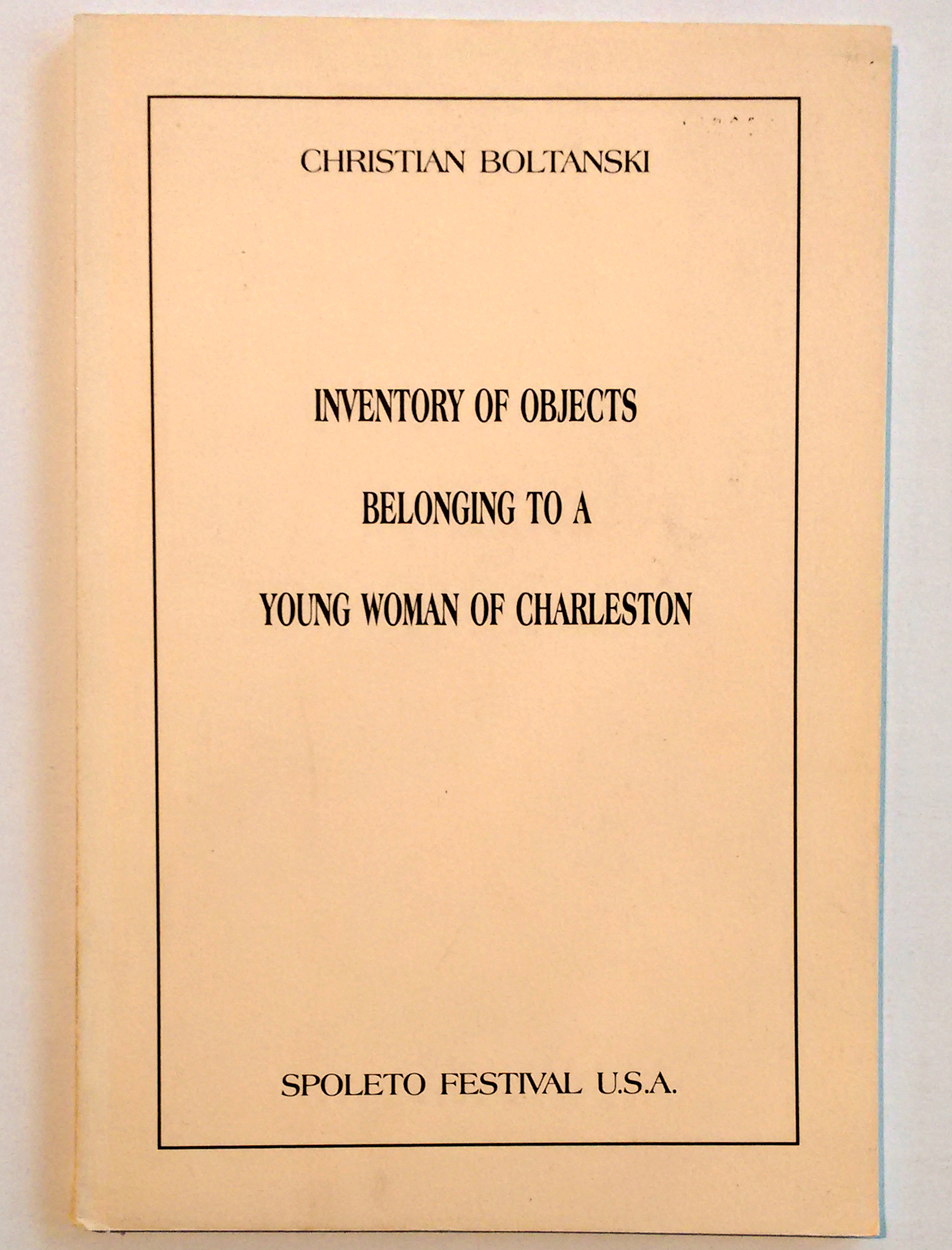 CHRISTIAN BOLTANSKI : INVENTORY OF OBJECTS BELONGING TO A CHRISTIAN BOLTANSKI : INVENTORY OF OBJECTS BELONGING TO A