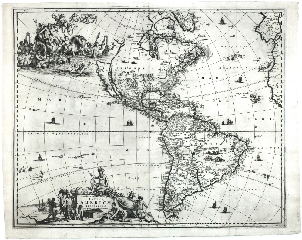 Novissima et Accuratissma Totius America Descriptio by Meurs, Jacob van ...