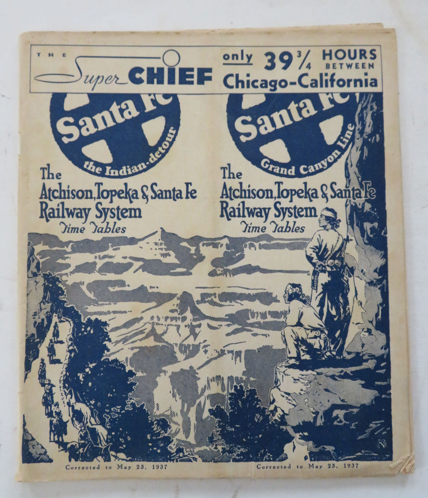 Santa Fe Railroad Time Tables Travel Guide 1937 booklet w/ route maps