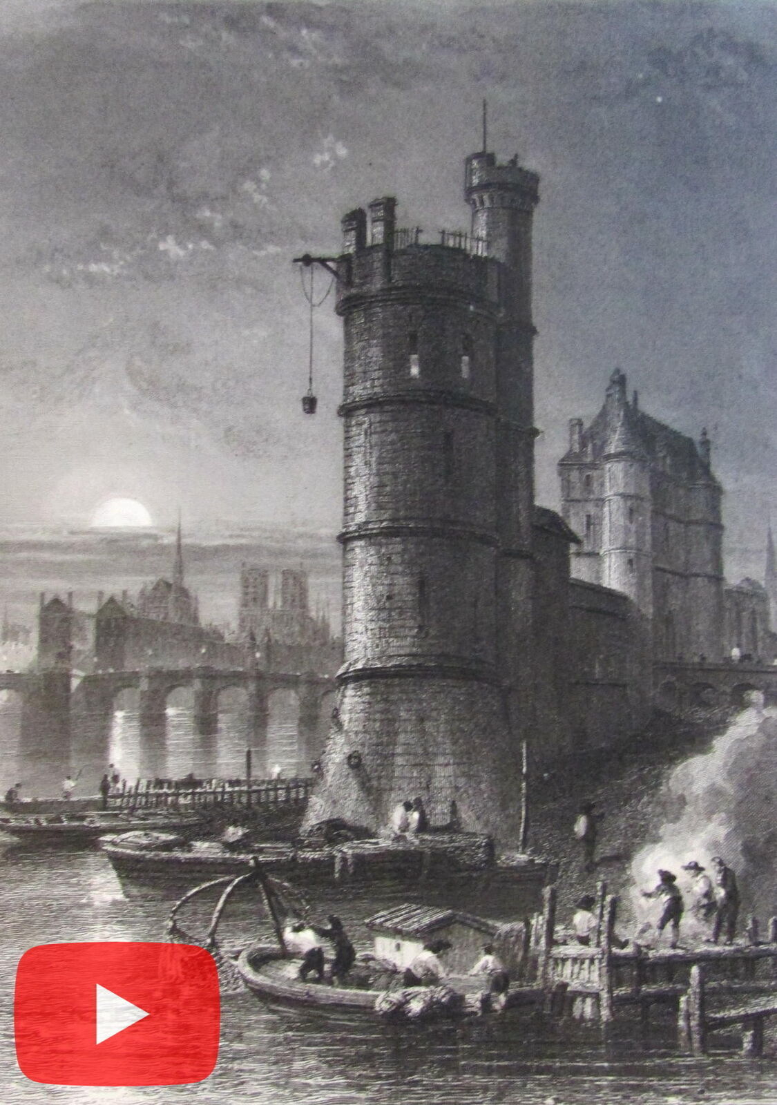 Paris France city views c.1850's lot x 12 old engraved prints key sites crowds [Satisfaisant]