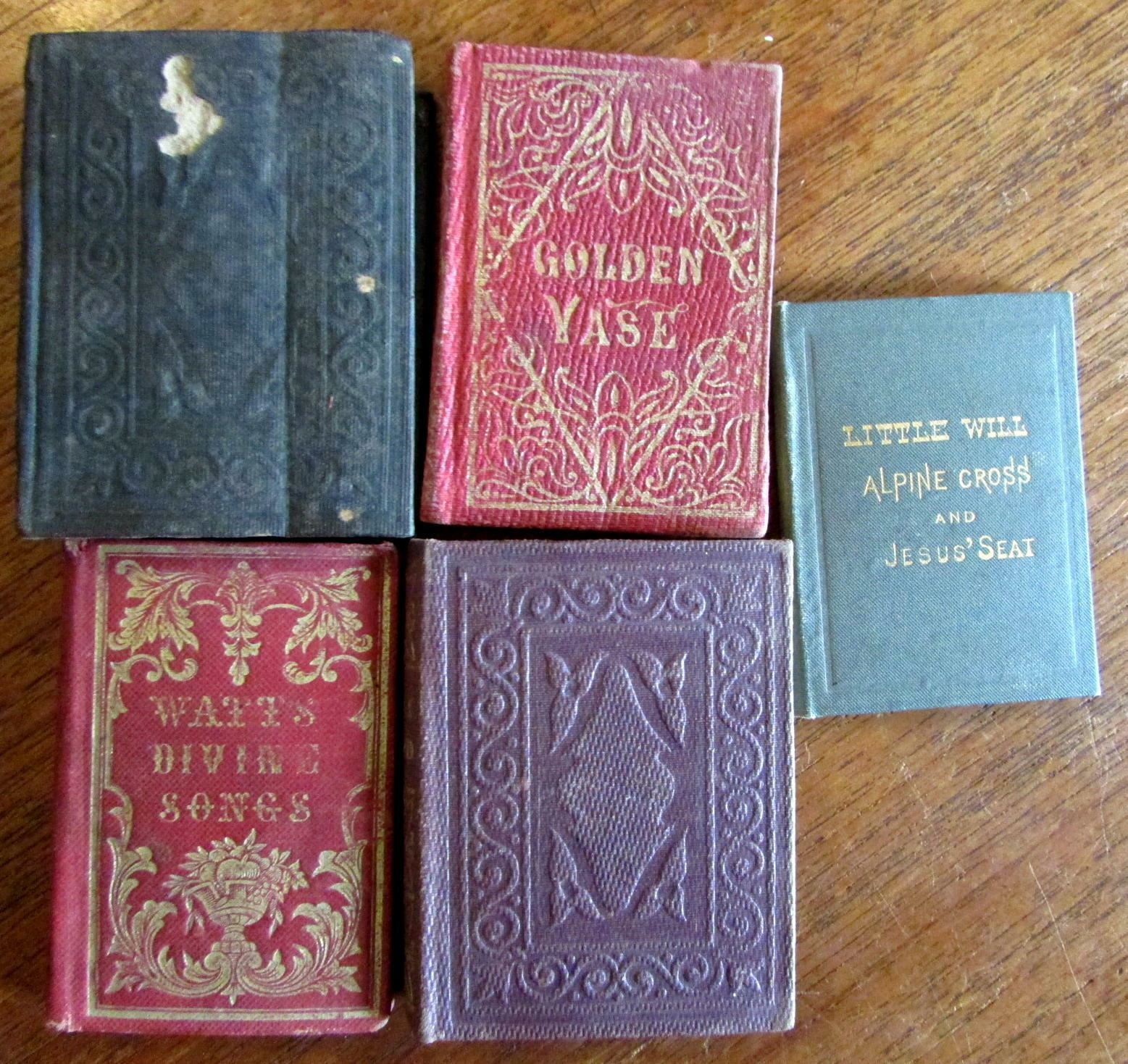 Miniature Books 1840-80 Lot x 5 decorative gilt cloth bindings Watt's floral [Satisfaisant] [Couverture rigide]