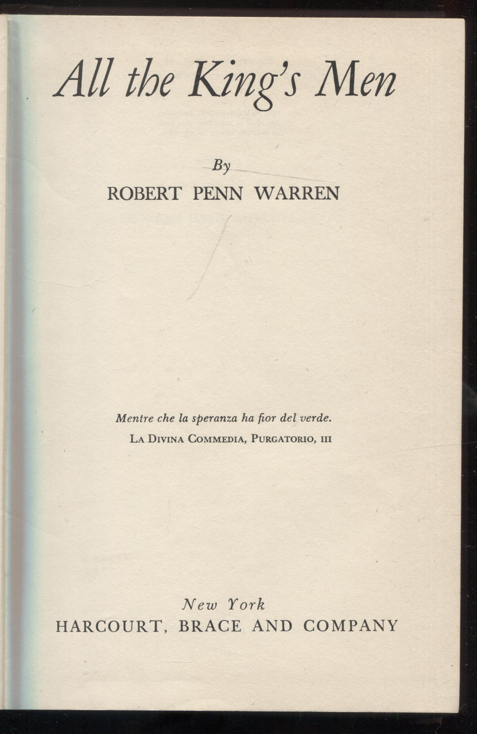 All the King's Men by Robert Penn Warren: Very Good Hardcover (1946 ...