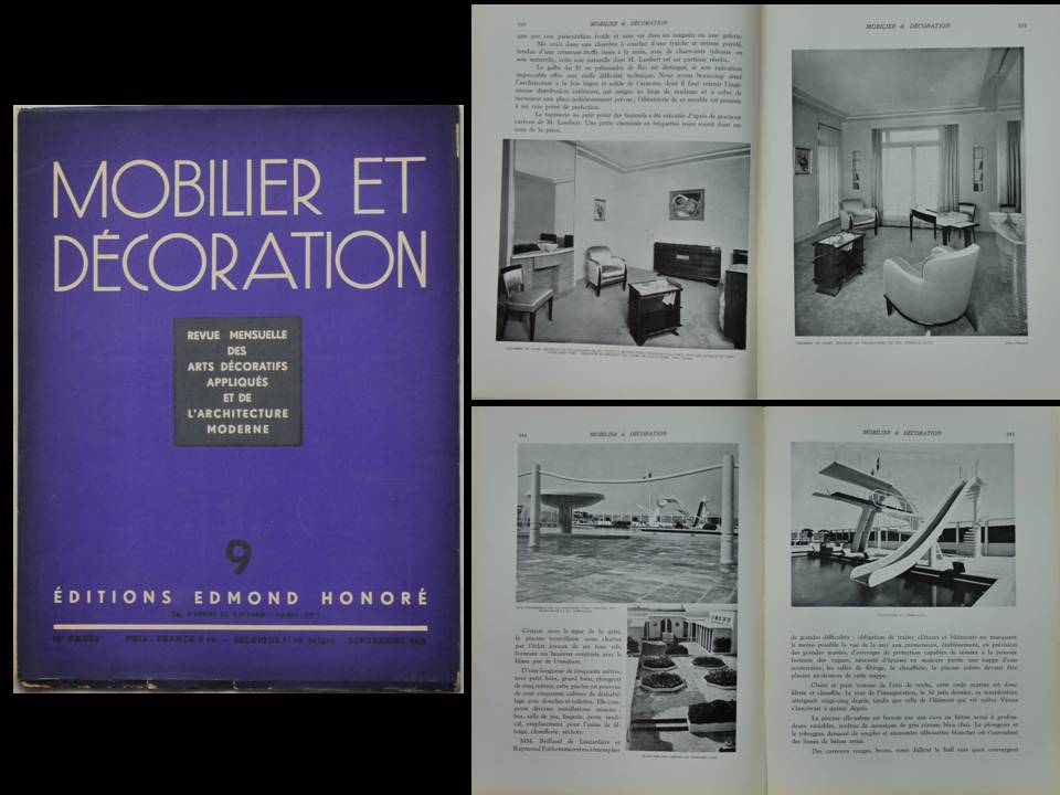 MOBILIER ET DECORATION n°9 1935 PISCINE TROUVILLE, SIMON LISSIM, PAQUEBOT NORMANDIE [Assez bon] [Couverture souple]