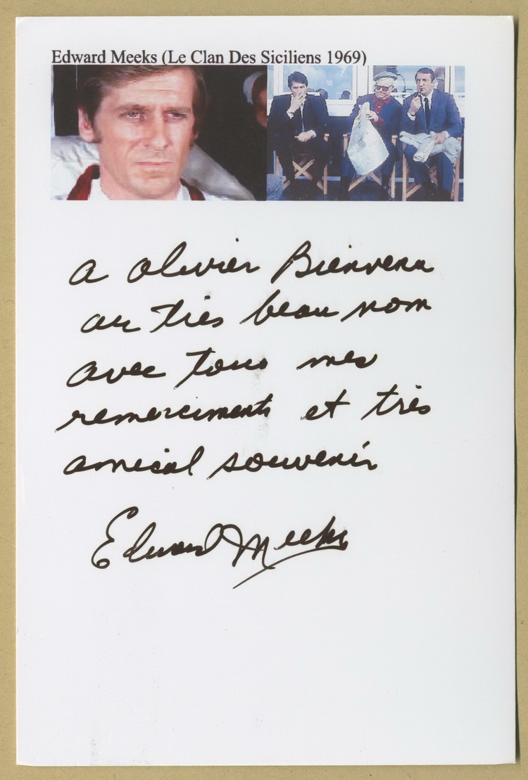 [Signé] Edward Meeks (1931-2022) - Carte dédicacée avec photo Edward Meeks (1931-2022) - Acteur et producteur franco-américain [Bon]