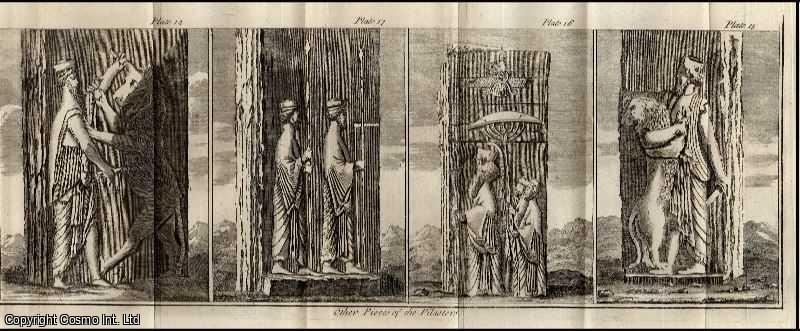 1747. Engraving. Pieces of the Pilasters of the Royal Palace of Persepolis. A folding plate, 7 x 16 inches, from An Universal History, from the