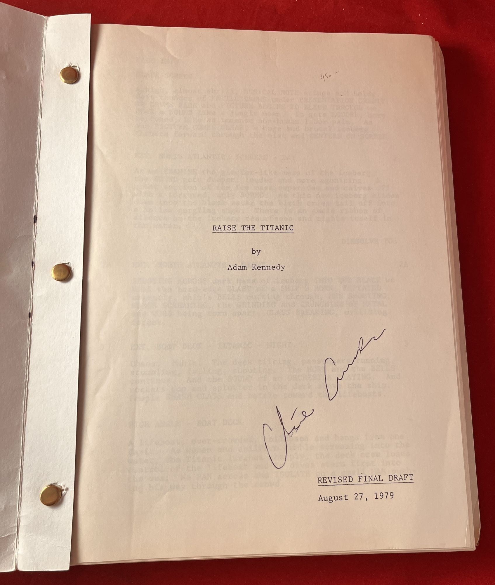 Titanic Script Example Raise the Titanic: Revised Final Draft Movie Script (August 27, 1979 ...