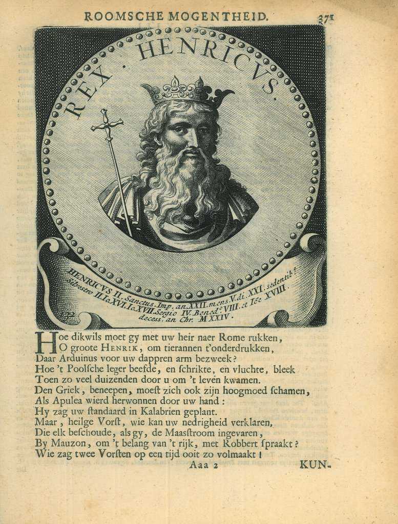 Portrait of Henry II, Holy Roman Emperor by Anonymous: Good No Binding  (1697) | The Online Portrait Gallery, image size:777x1024