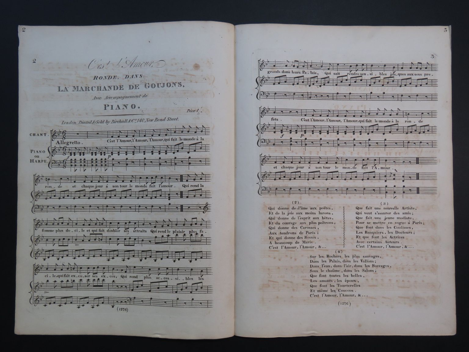 C'est l'Amour La Marchande de Goujons Chant Piano ca1830 C'est l'Amour La Marchande de Goujons Chant Piano ca1830 [ ]