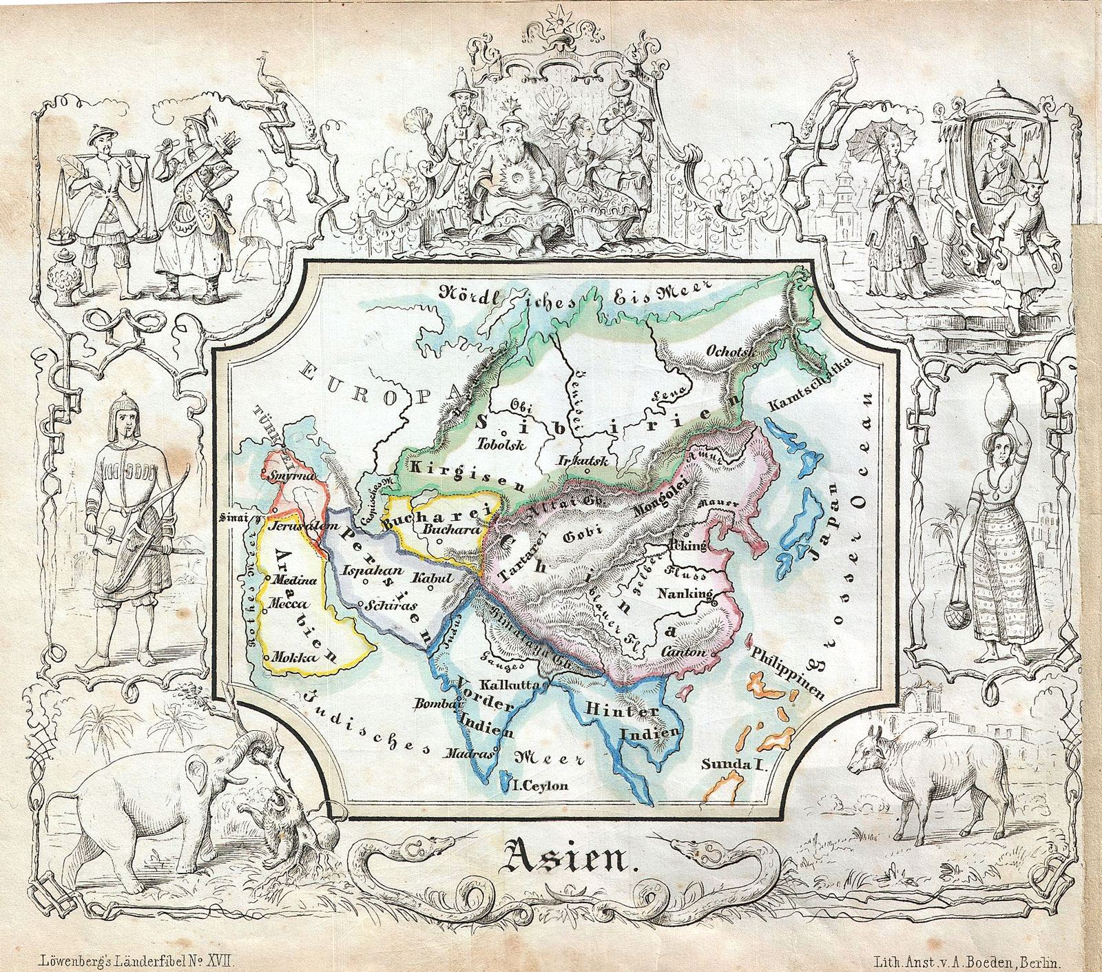 Asien. 1846 Lowenberg Whimsical Map of Asia [ ]