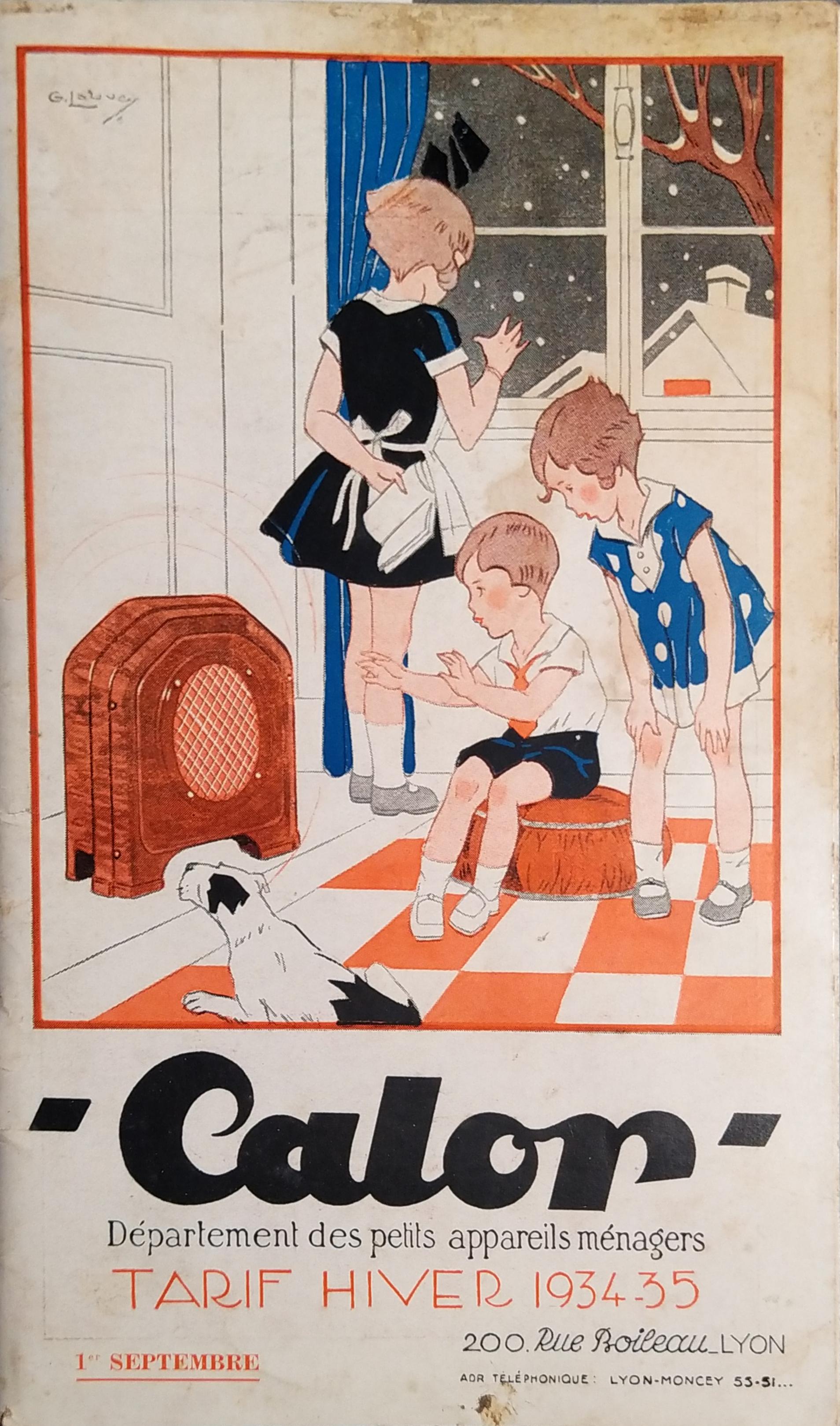 Calor. Département des petits appareils ménagers. Tarif Hiver 1934-1935. Avec 3 petits dépliants : grille-pain, bouilloire, fer à repasser. CALOR 193