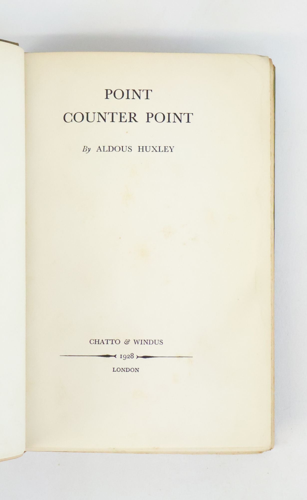 POINT COUNTER POINT [Signed] by Huxley, Aldous: Hardcover (1928) Signed ...