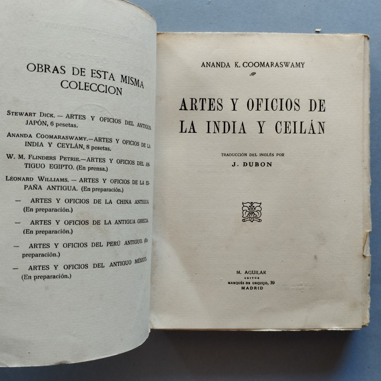 Artes Y Oficios De La India Y Ceylán Traducción Del Ingles De J Dubón