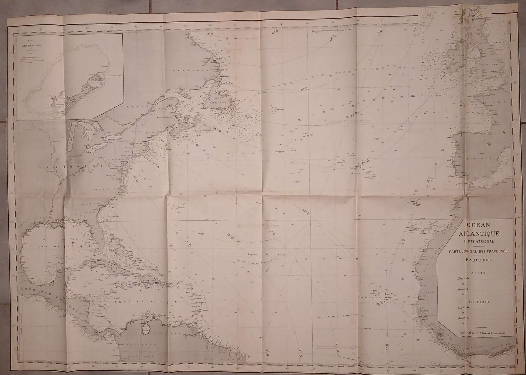 Océan Atlantique Septentrional - Carte Journal des Traversées