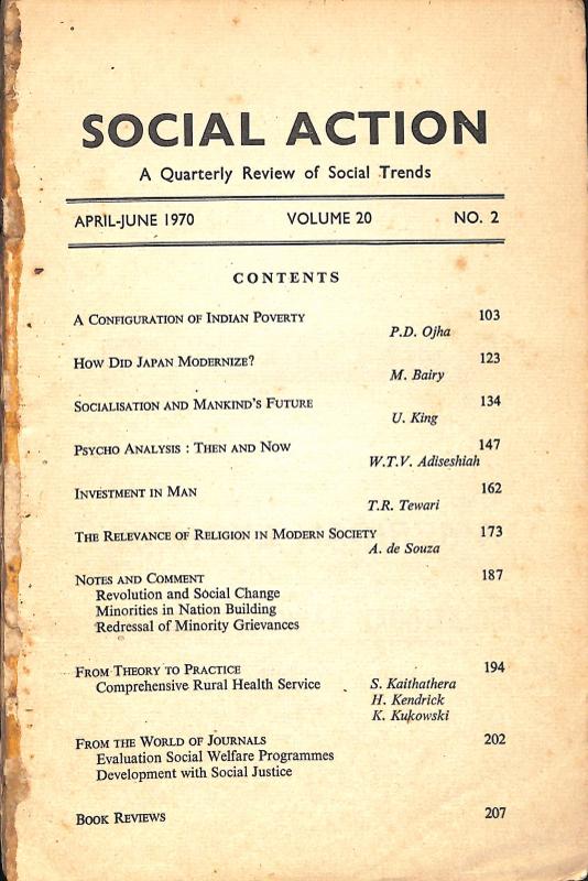 Social Action : A Quarterly Review of Social Trends Vol. 20, No. 2 [Neuf]