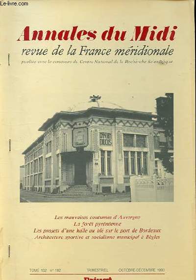 [Signé] Tiré à part des Annales du Midi - Revue de la France méridionale Tome 102 n°192: Notes d'architecture sportive - Dédicacé par l'auteur. Calle