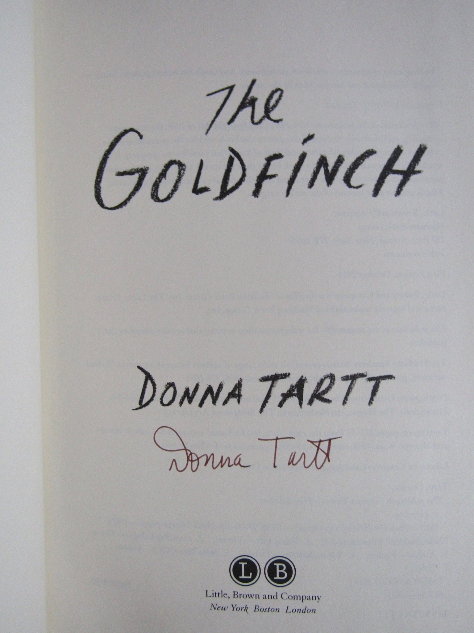 The Goldfinch: A Novel (Pulitzer Prize for Fiction) (SIGNED) by Tartt ...