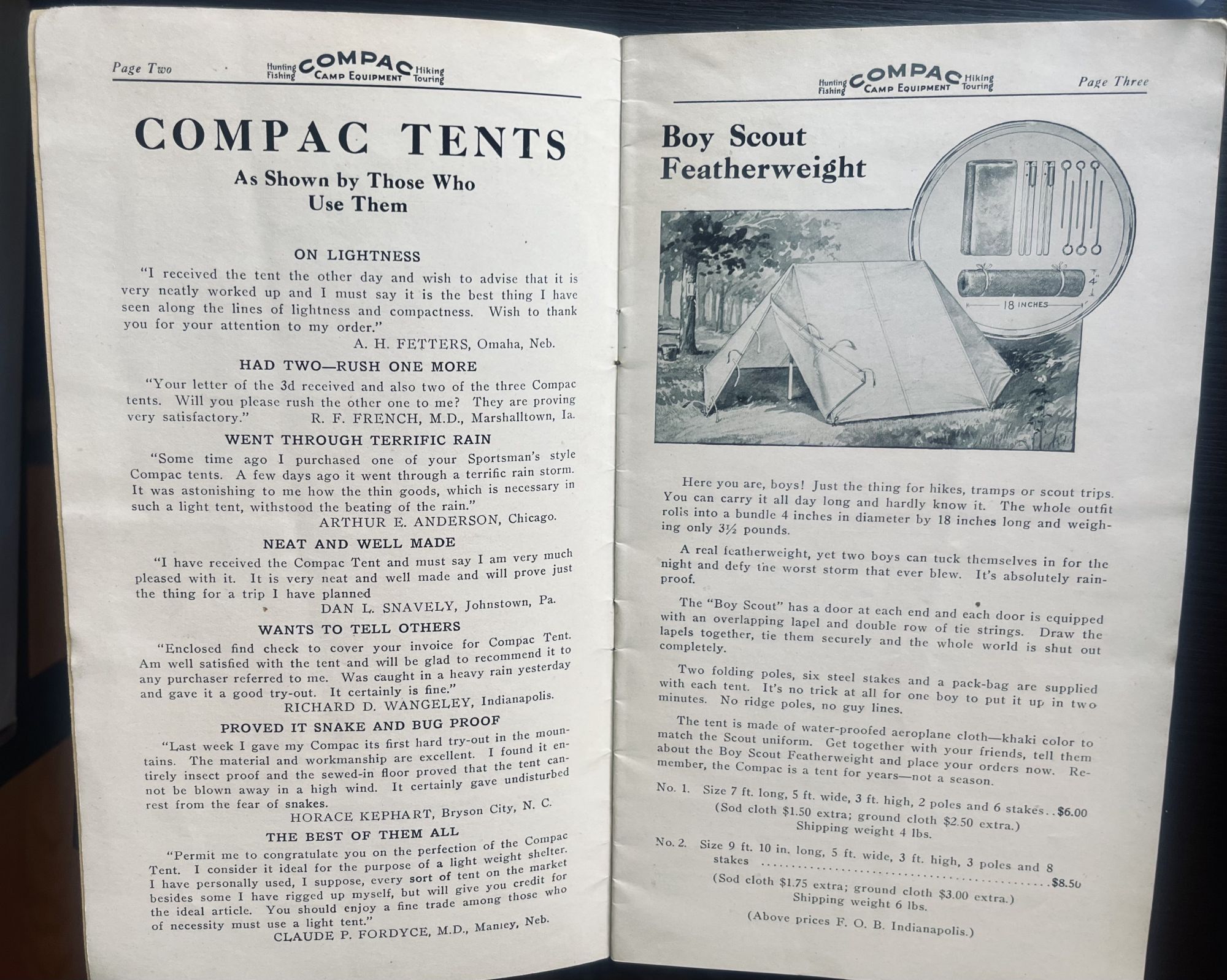 Compac Tent Company Sales Brochure Catalog No. 24: (1920) Manuscript ...
