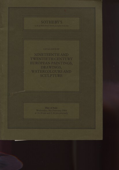 Sothebys 1984 19-20th C European Paintings, Watercolours, etc Sothebys [Satisfaisant]