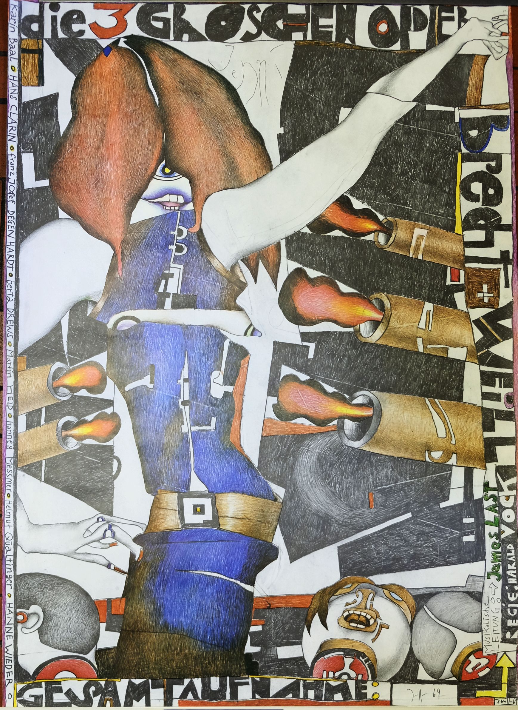 Die 3 Groschen Oper. Gesamtaufnahme. (Dreigroschenoper). Plakat. von ...