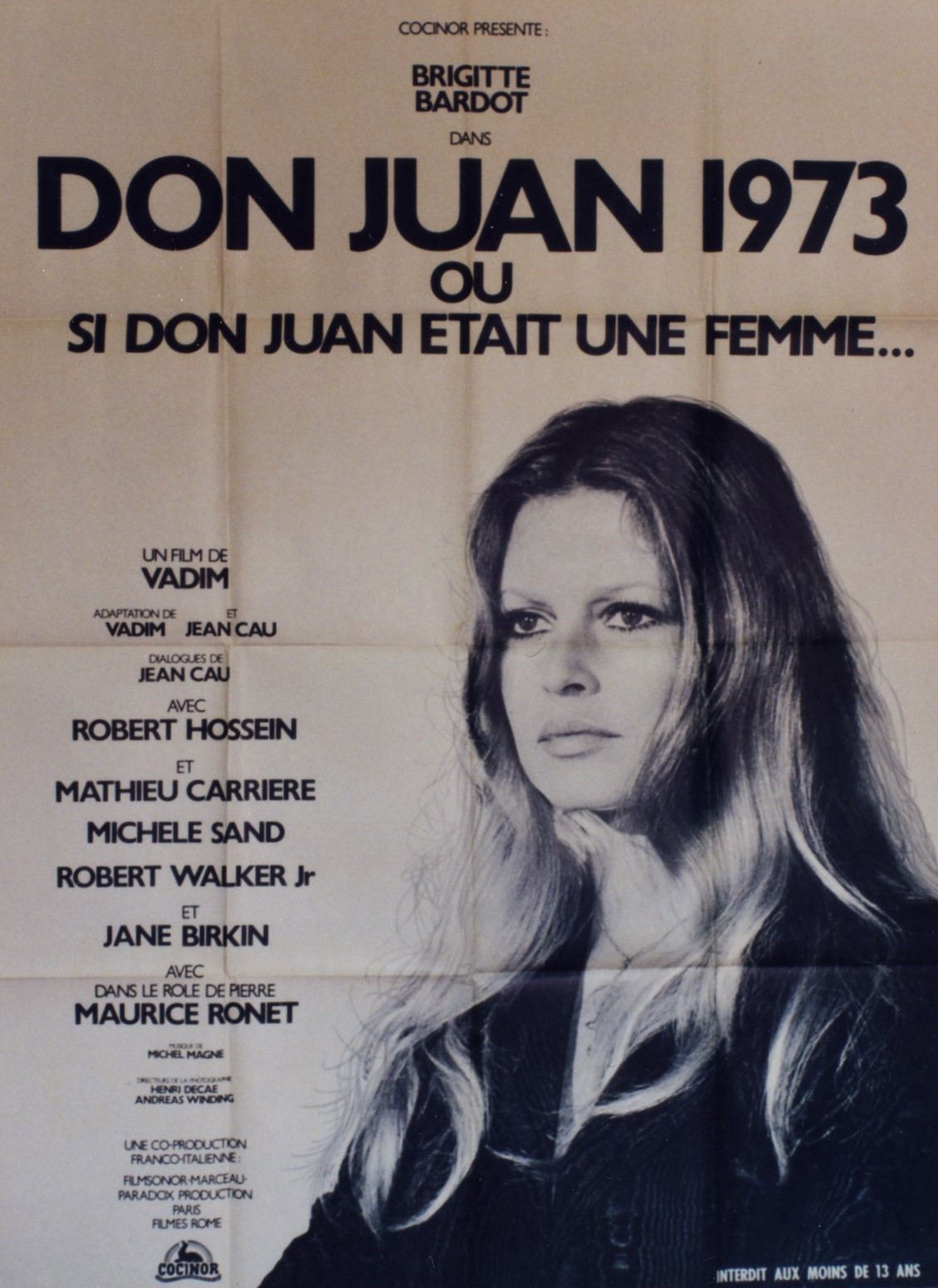 "DON JUAN 1973 OU SI DON JUAN ÉTAIT UNE FEMME" Réalisé par Roger VADIM en 1973 avec Brigitte BARDOT / Affiche originale française / Photo CRÉATION DU
