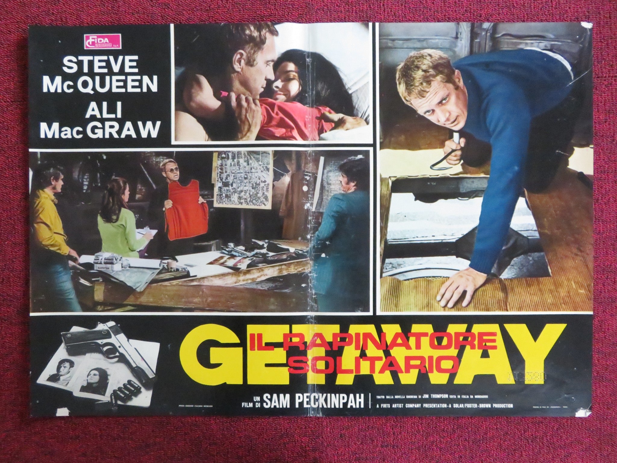 THE GETAWAY - D ITALIAN FOTOBUSTA POSTER STEVE MCQUEEN ALI MACGRAW 1972 [Mauvais]