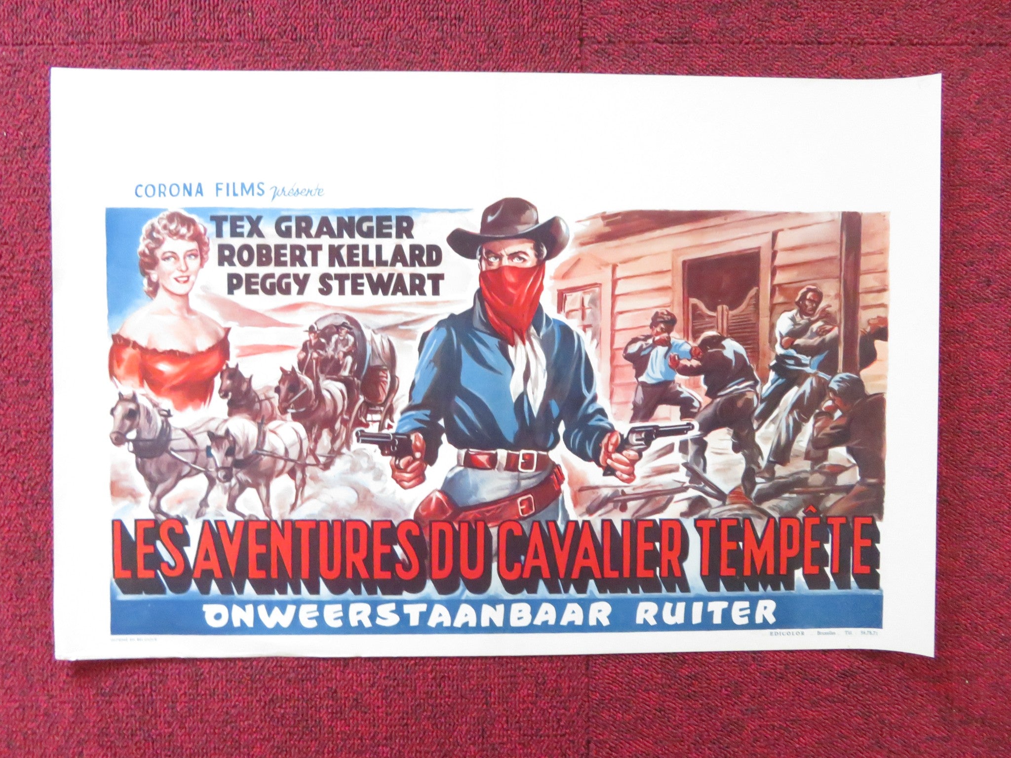 TEX GRANGER: MIDNIGHT RIDER OF THE PLAINS BELGIUM (14"x 21") POSTER 1960s [Moyen]