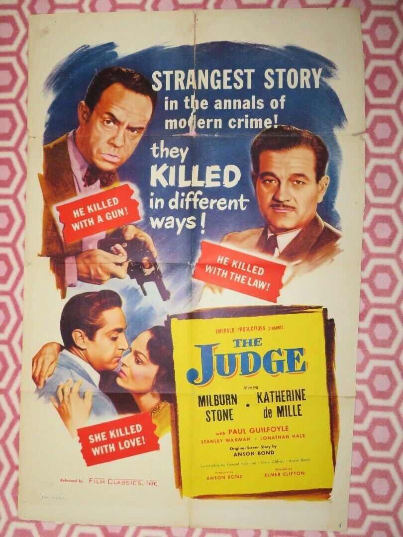 THE JUDGE US ONE SHEET POSTER MILBURN STONE KATHERINE DE MILLE 1949 [Mauvais]